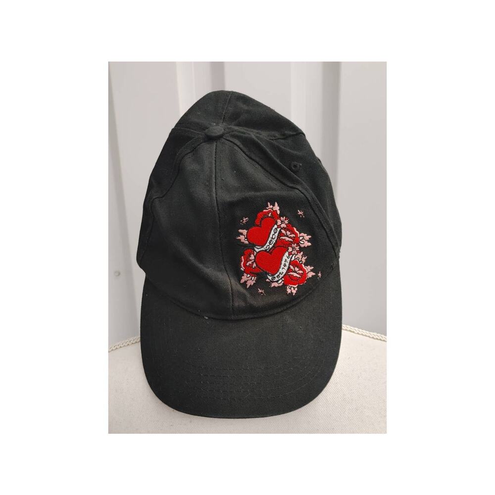 Bebe Hat Cap Y2K Embroidered Hearts One Size